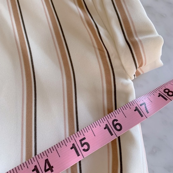 NWT Zara striped wrap midi dress in cream and tan with gold buttons size S - Picture 8 of 12